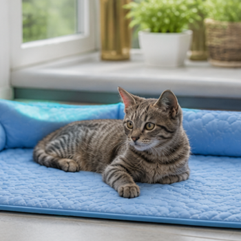 Cat napping on Pawlax cooling mat