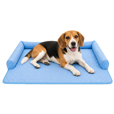 Dog resting comfortably on the Pawlax cooling mat